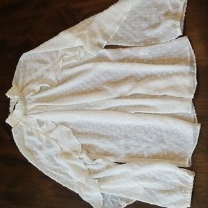 White sheer long sleeve blouse